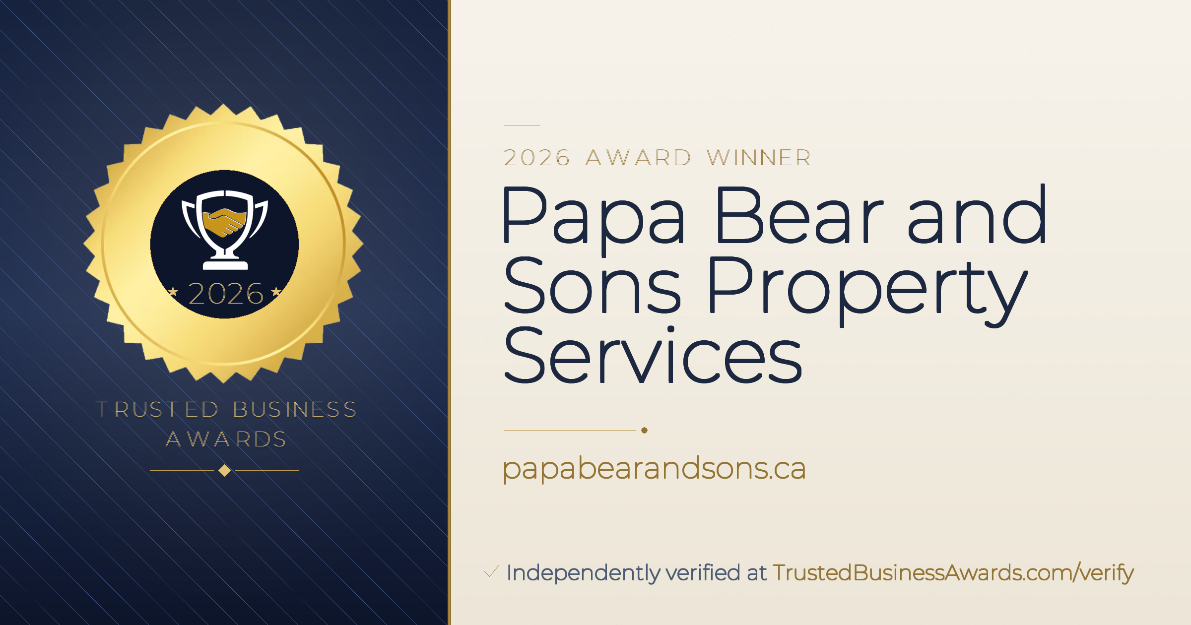 Papa Bear and Sons Property Services — 2026 Trusted Business Awards Winner