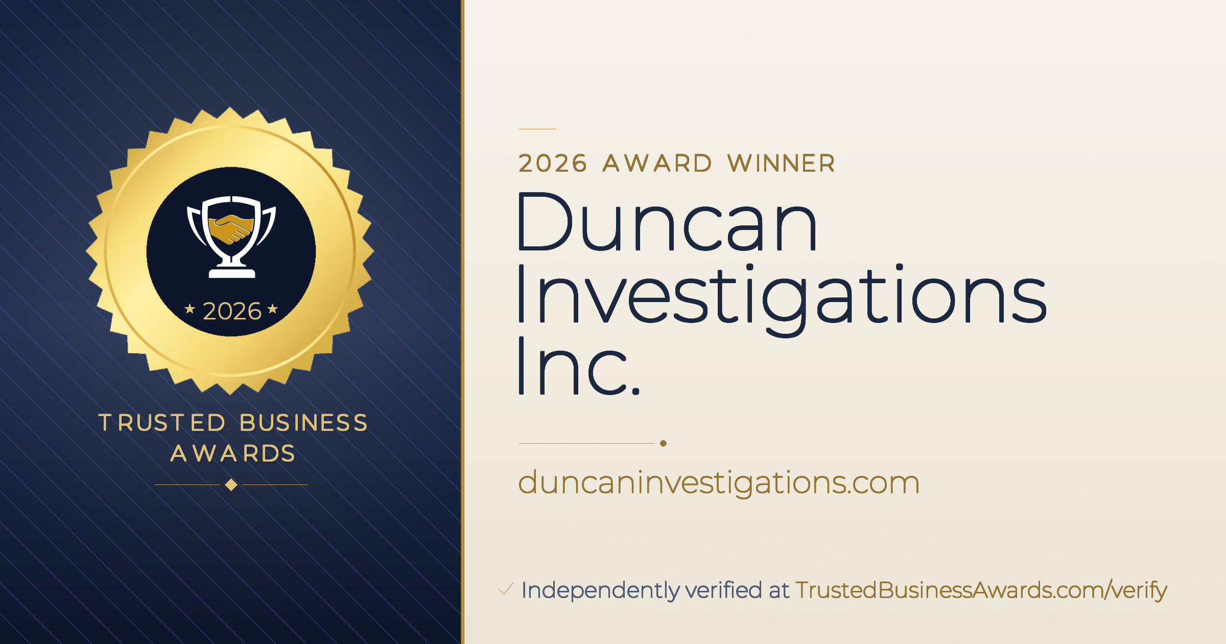 Duncan Investigations Inc. — 2026 Trusted Business Awards Winner