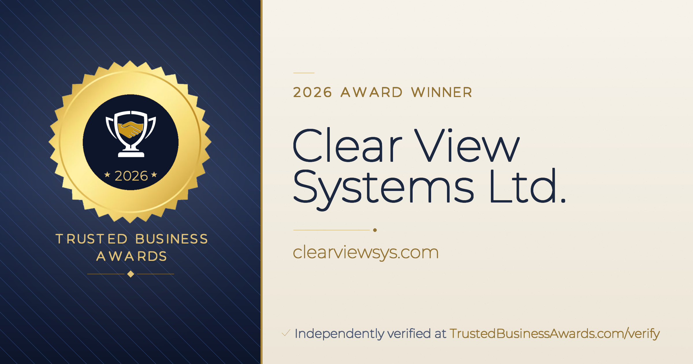 Clear View Systems Ltd. — 2026 Trusted Business Awards Winner