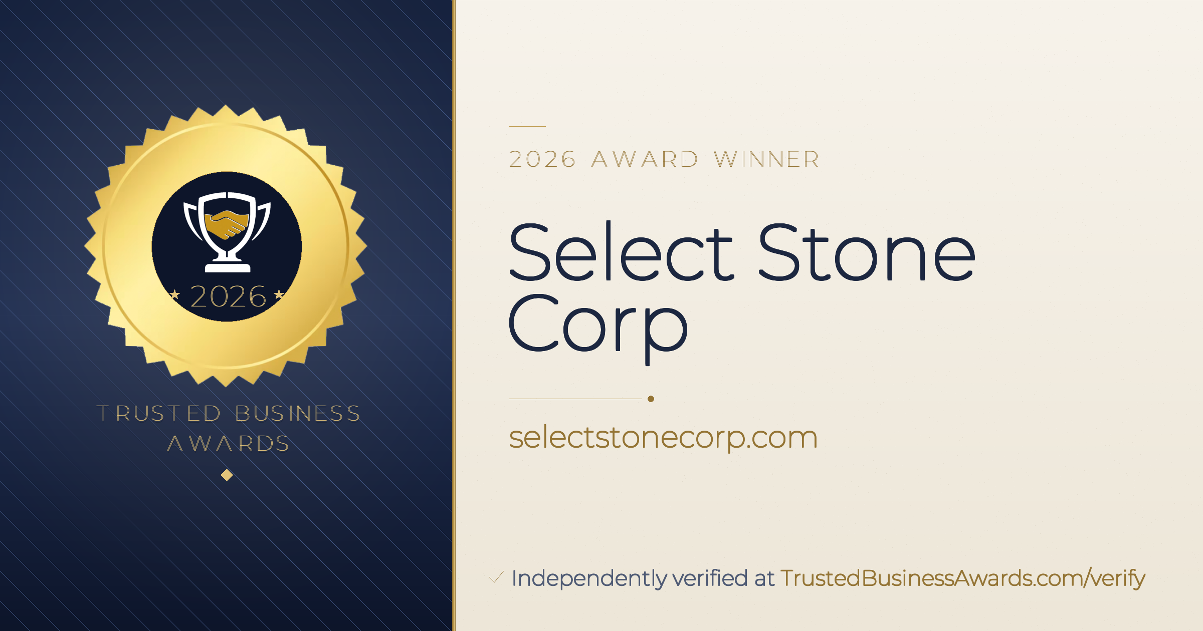 Select Stone Corp — 2026 Trusted Business Awards Winner