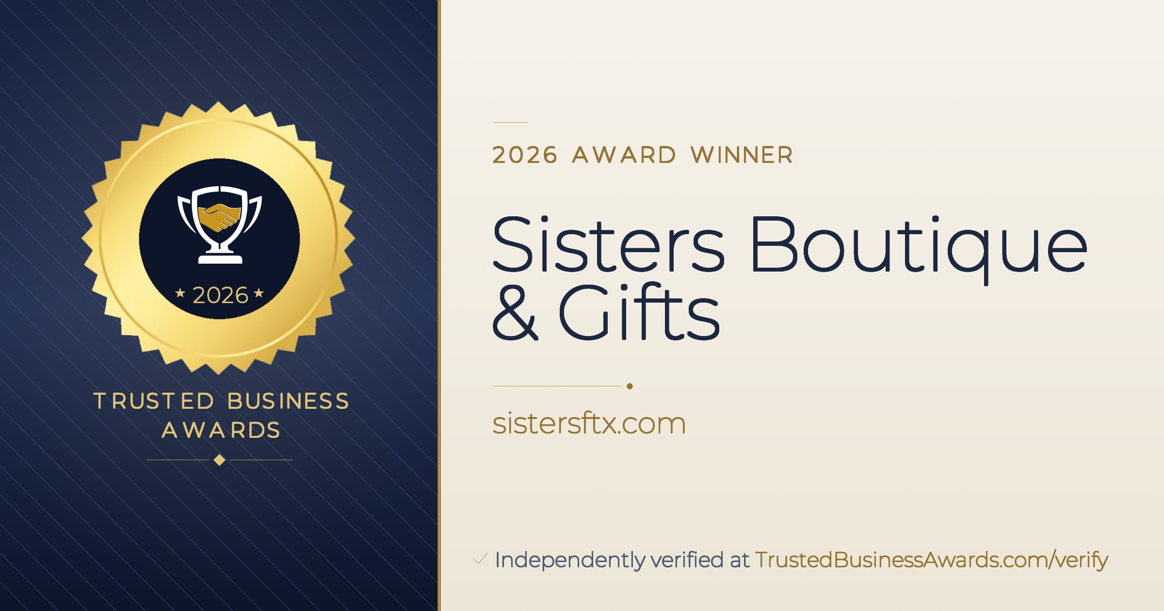 Sisters Boutique & Gifts — 2026 Trusted Business Awards Winner