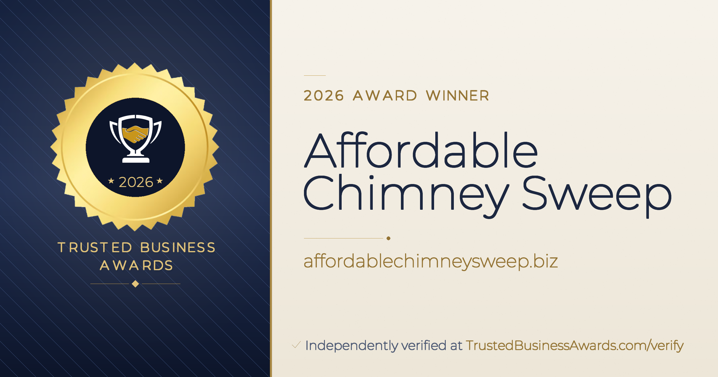 Affordable Chimney Sweep — 2026 Trusted Business Awards Winner