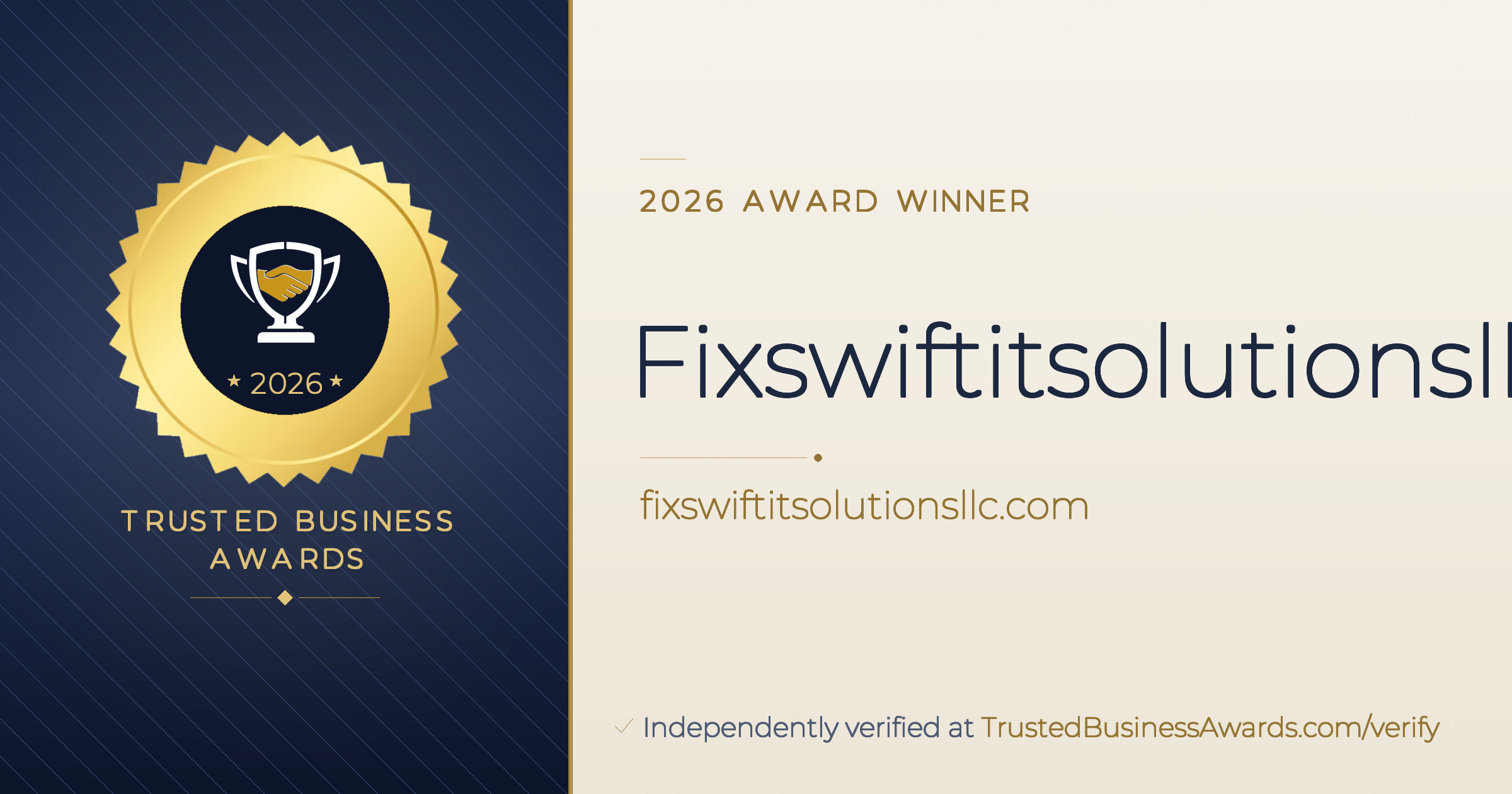 Fixswiftitsolutionsllc — 2026 Trusted Business Awards Winner