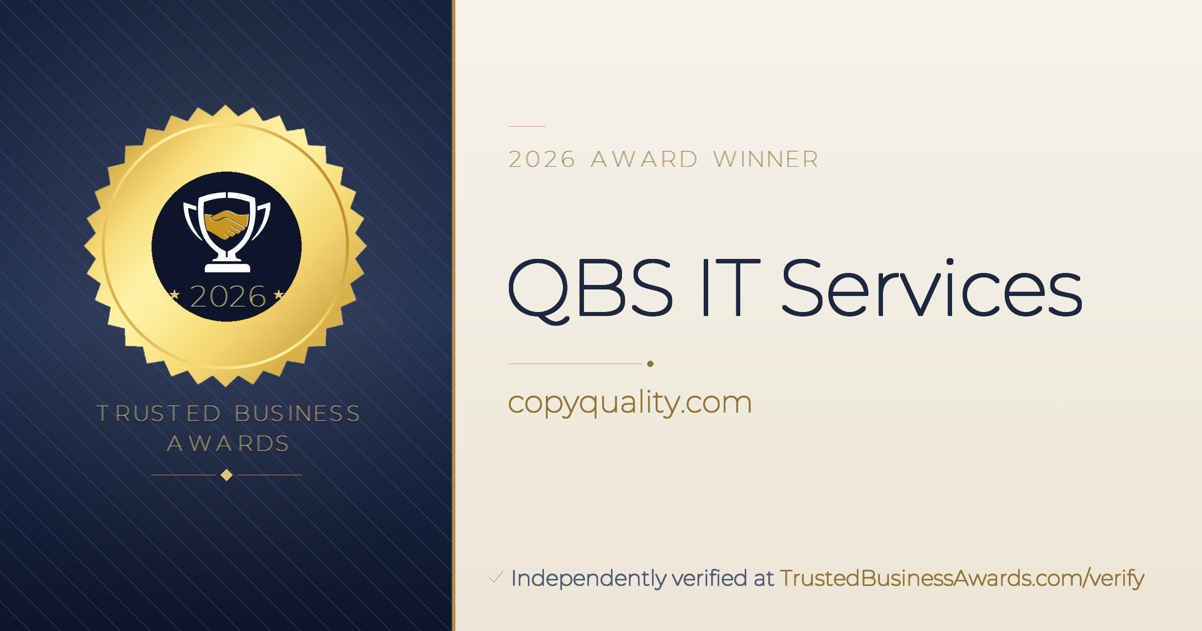 QBS IT Services — 2026 Trusted Business Awards Winner