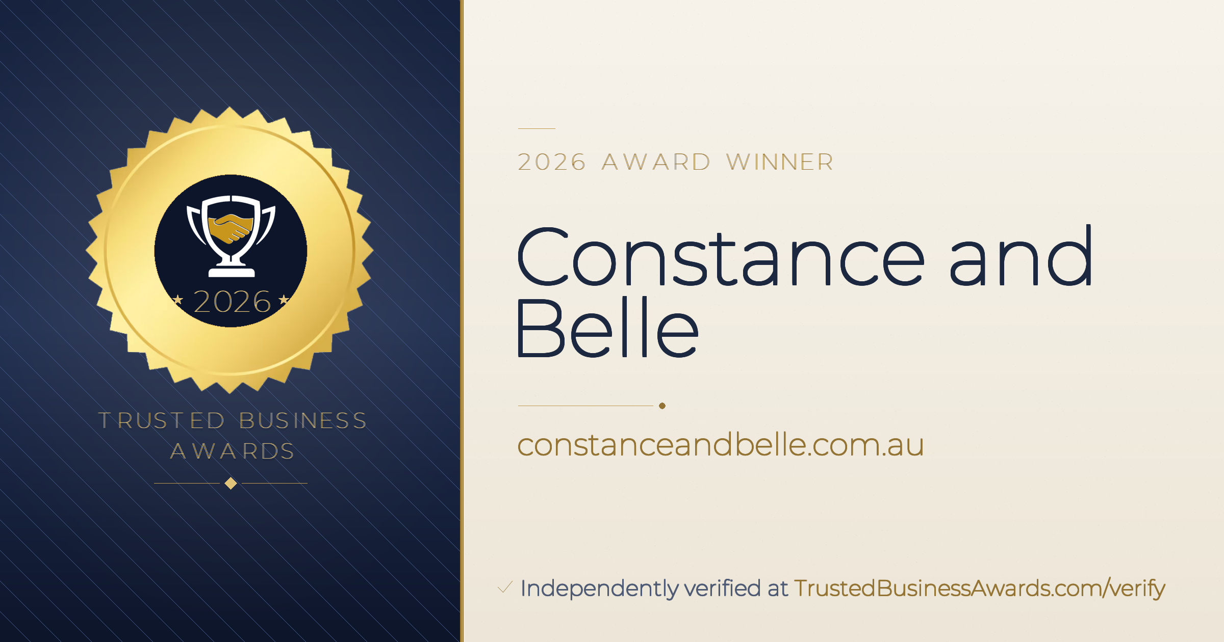 Constance and Belle — 2026 Trusted Business Awards Winner