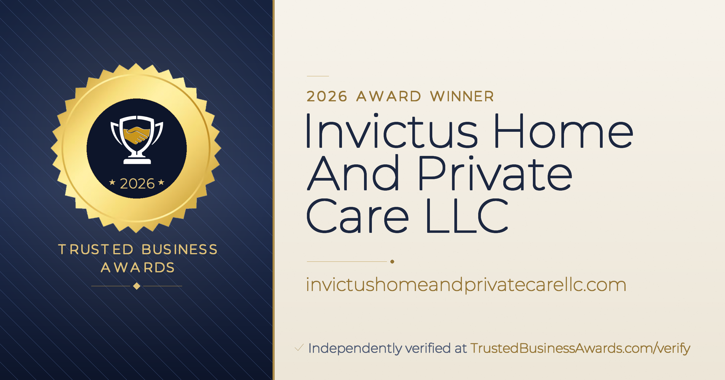 Invictus Home And Private Care LLC — 2026 Trusted Business Awards Winner