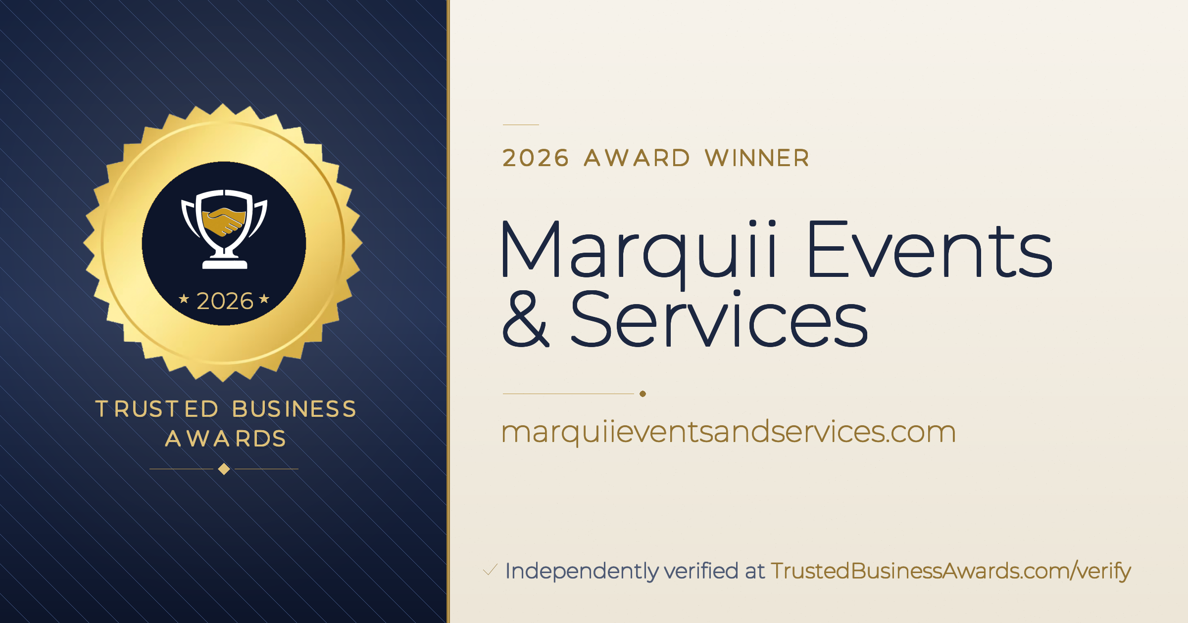 Marquii Events & Services — 2026 Trusted Business Awards Winner