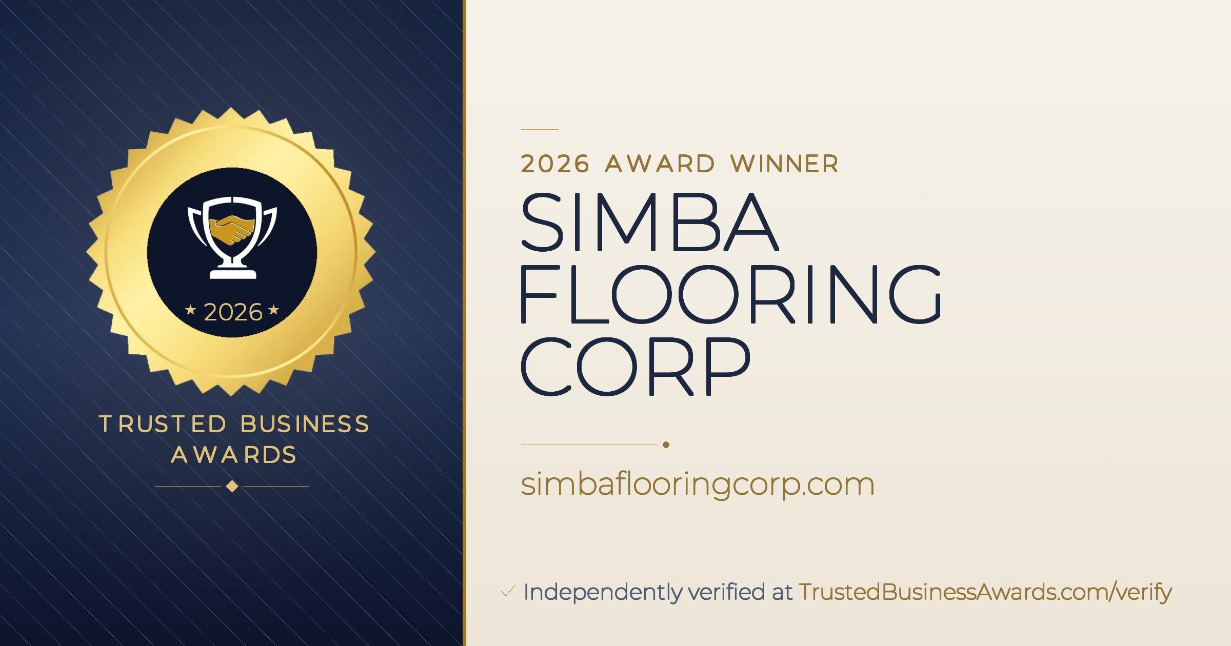 SIMBA FLOORING CORP — 2026 Trusted Business Awards Winner