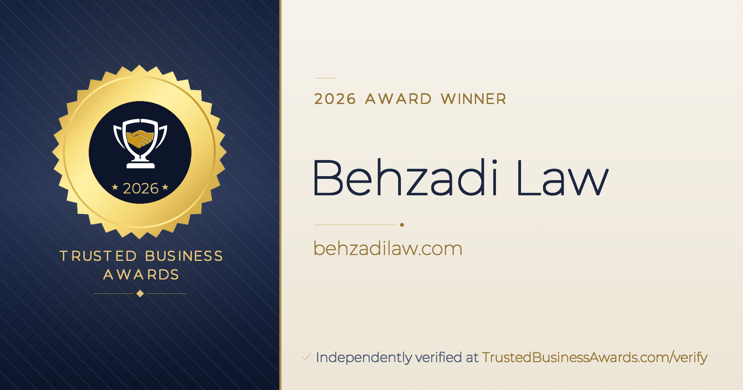 Behzadi Law — 2026 Trusted Business Awards Winner