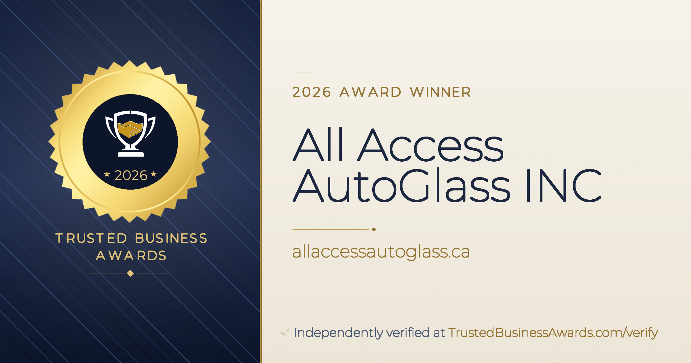 All Access AutoGlass INC — 2026 Trusted Business Awards Winner